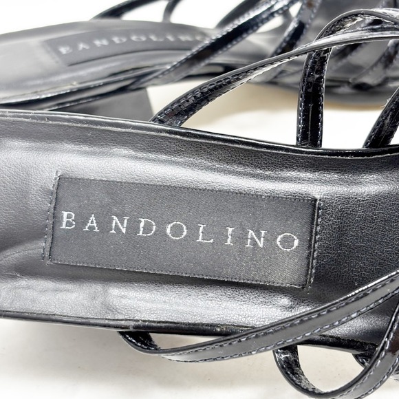 Y2K Bandolino Black Patent Leather Strappy Square Toe Sandals Women's Size 8M - Picture 4 of 9